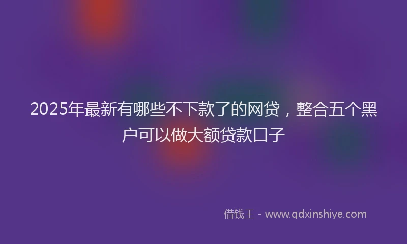 2025年最新有哪些不下款了的网贷，整合五个黑户可以做大额贷款口子