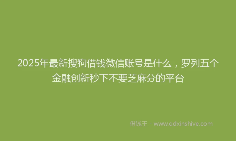 2025年最新搜狗借钱微信账号是什么，罗列五个金融创新秒下不要芝麻分的平台