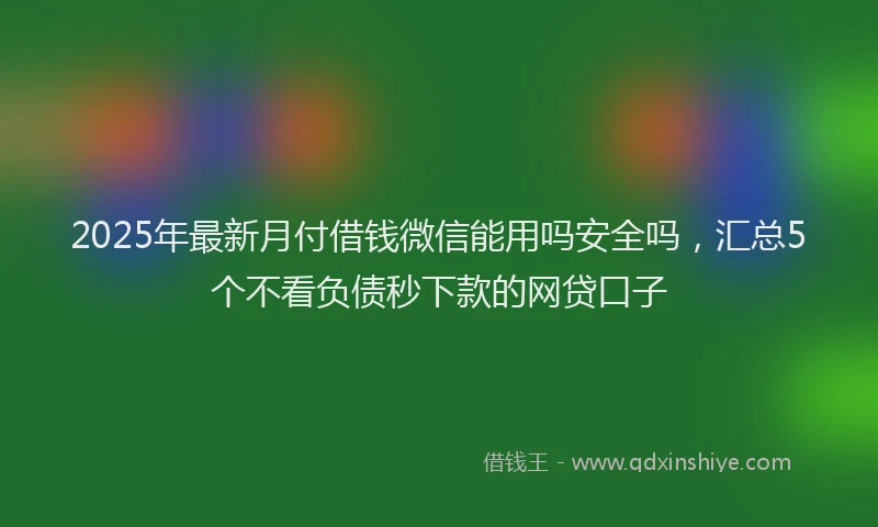 2025年最新月付借钱微信能用吗安全吗，汇总5个不看负债秒下款的网贷口子