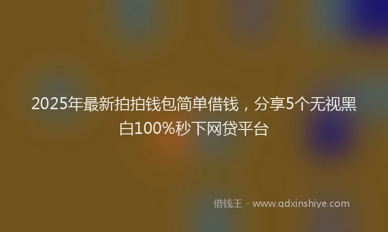 2025年最新拍拍钱包简单借钱，分享5个无视黑白100%秒下网贷平台