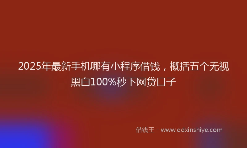 2025年最新手机哪有小程序借钱，概括五个无视黑白100%秒下网贷口子