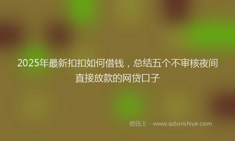 2025年最新扣扣如何借钱，总结五个不审核夜间直接放款的网贷口子