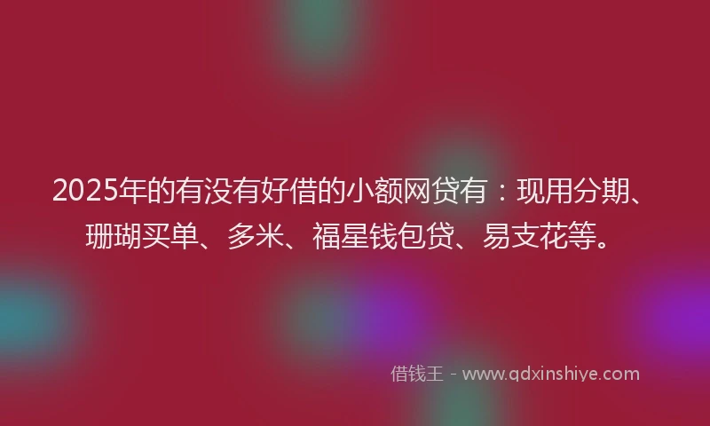 2025年的有没有好借的小额网贷有：现用分期、珊瑚买单、多米、福星钱包贷、易支花等。