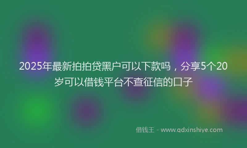 2025年最新拍拍贷黑户可以下款吗，分享5个20岁可以借钱平台不查征信的口子