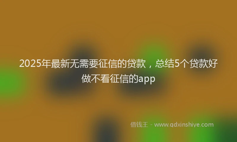 2025年最新无需要征信的贷款，总结5个贷款好做不看征信的app