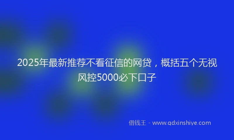 2025年最新推荐不看征信的网贷，概括五个无视风控5000必下口子