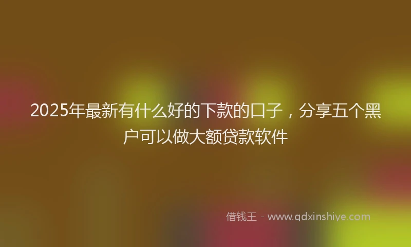 2025年最新有什么好的下款的口子，分享五个黑户可以做大额贷款软件