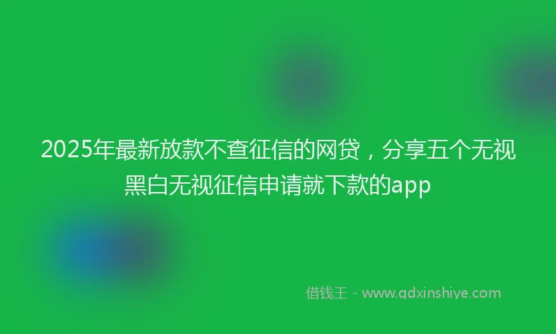 2025年最新放款不查征信的网贷，分享五个无视黑白无视征信申请就下款的app