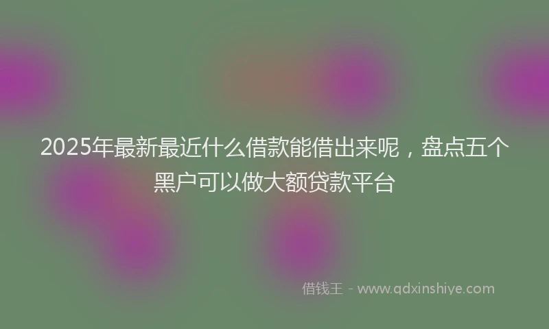 2025年最新最近什么借款能借出来呢，盘点五个黑户可以做大额贷款平台