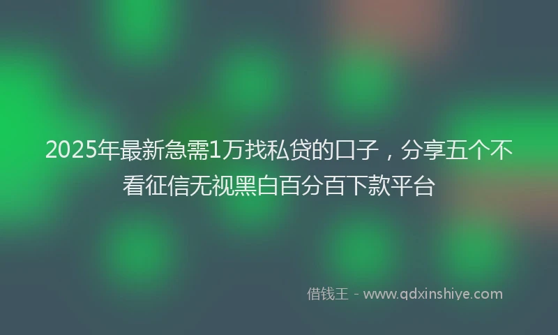 2025年最新急需1万找私贷的口子，分享五个不看征信无视黑白百分百下款平台