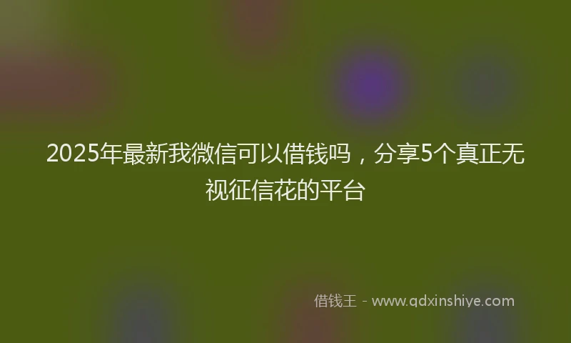 2025年最新我微信可以借钱吗，分享5个真正无视征信花的平台