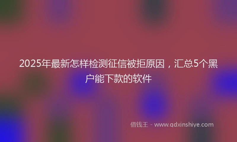 2025年最新怎样检测征信被拒原因，汇总5个黑户能下款的软件