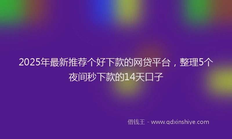 2025年最新推荐个好下款的网贷平台，整理5个夜间秒下款的14天口子