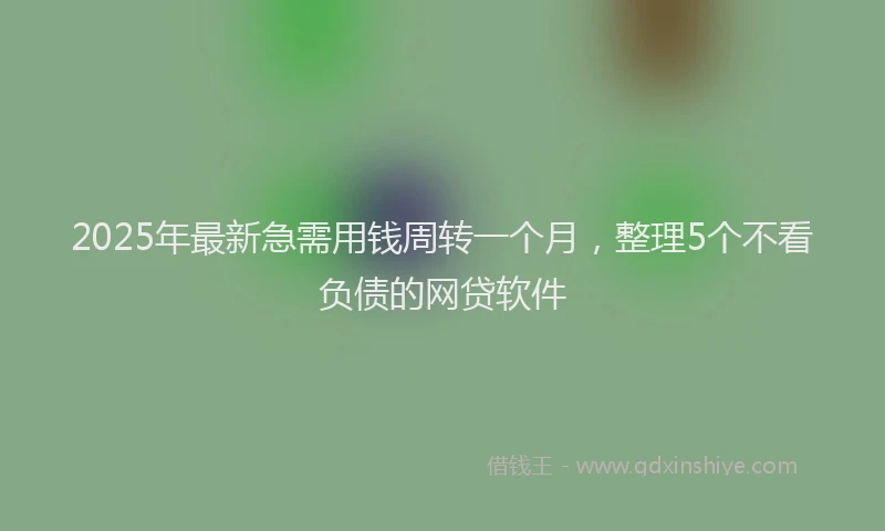 2025年最新急需用钱周转一个月，整理5个不看负债的网贷软件