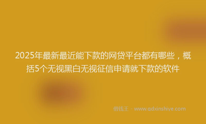 2025年最新最近能下款的网贷平台都有哪些，概括5个无视黑白无视征信申请就下款的软件