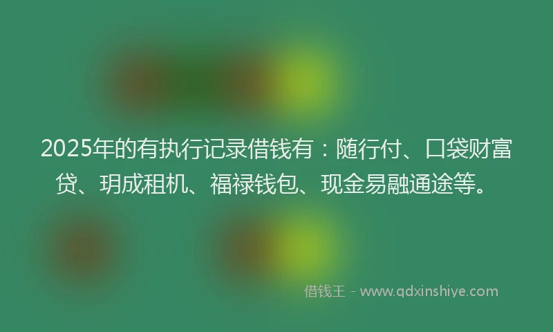2025年的有执行记录借钱有：随行付、口袋财富贷、玥成租机、福禄钱包、现金易融通途等。