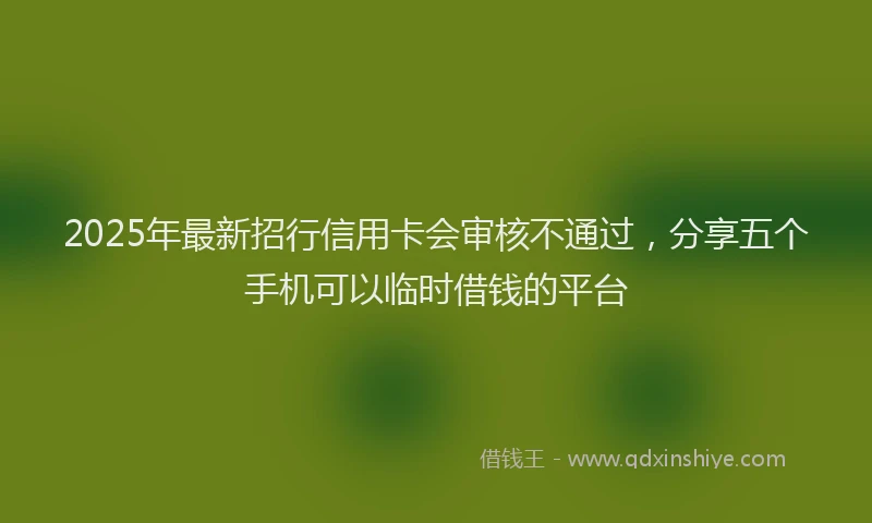 2025年最新招行信用卡会审核不通过，分享五个手机可以临时借钱的平台