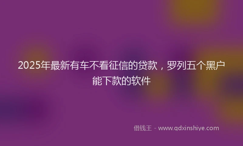 2025年最新有车不看征信的贷款，罗列五个黑户能下款的软件