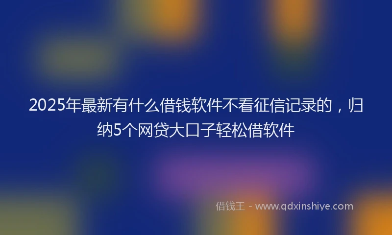 2025年最新有什么借钱软件不看征信记录的，归纳5个网贷大口子轻松借软件