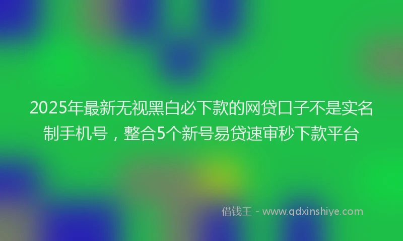 2025年最新无视黑白必下款的网贷口子不是实名制手机号，整合5个新号易贷速审秒下款平台