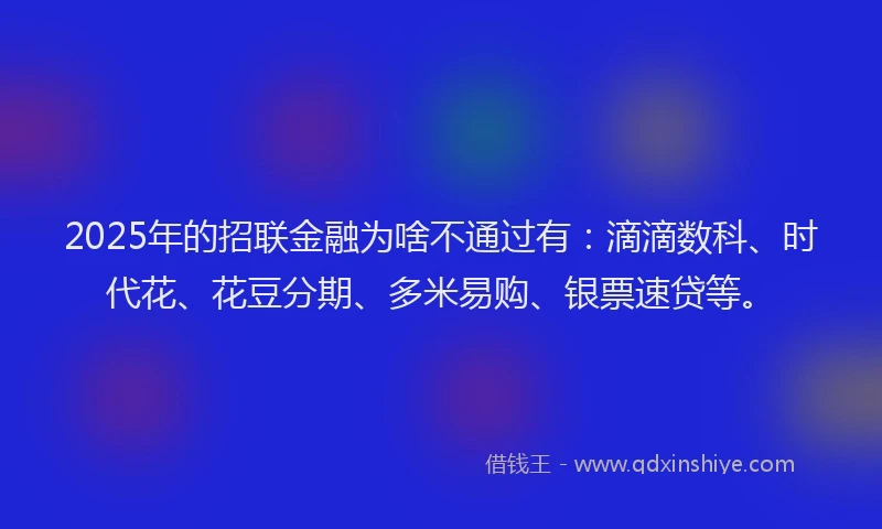 2025年的招联金融为啥不通过有：滴滴数科、时代花、花豆分期、多米易购、银票速贷等。