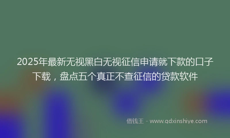 2025年最新无视黑白无视征信申请就下款的口子下载，盘点五个真正不查征信的贷款软件