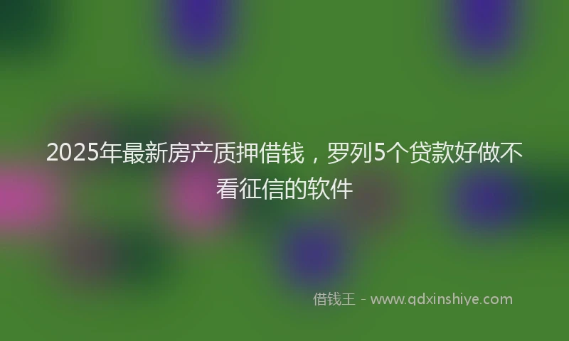 2025年最新房产质押借钱，罗列5个贷款好做不看征信的软件