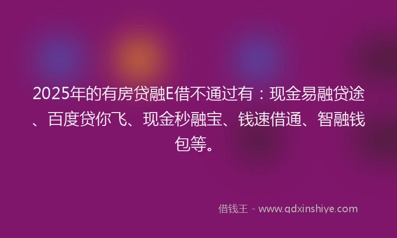 2025年的有房贷融E借不通过有：现金易融贷途、百度贷你飞、现金秒融宝、钱速借通、智融钱包等。