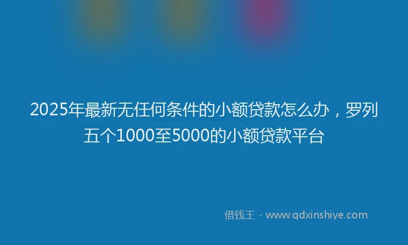 2025年最新无任何条件的小额贷款怎么办，罗列五个1000至5000的小额贷款平台