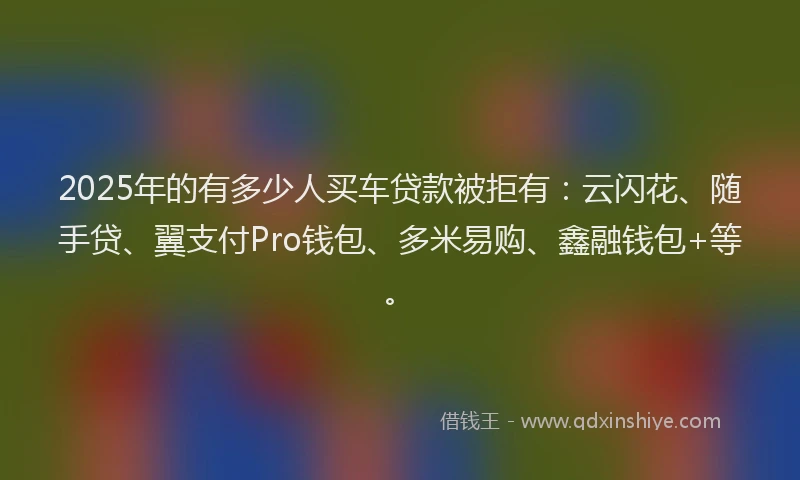 2025年的有多少人买车贷款被拒有：云闪花、随手贷、翼支付Pro钱包、多米易购、鑫融钱包+等。
