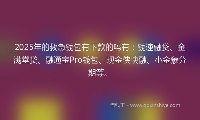 2025年的救急钱包有下款的吗有：钱速融贷、金满堂贷、融通宝Pro钱包、现金侠快融、小金象分期等。