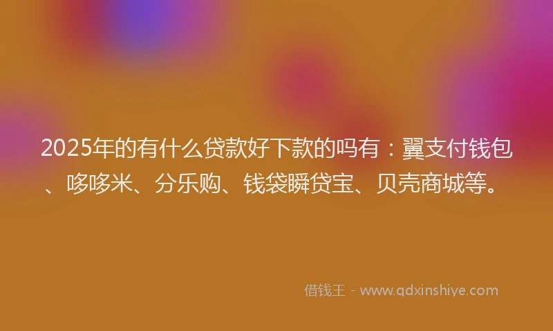 2025年的有什么贷款好下款的吗有：翼支付钱包、哆哆米、分乐购、钱袋瞬贷宝、贝壳商城等。