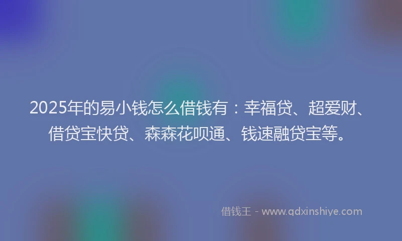 2025年的易小钱怎么借钱有：幸福贷、超爱财、借贷宝快贷、森森花呗通、钱速融贷宝等。