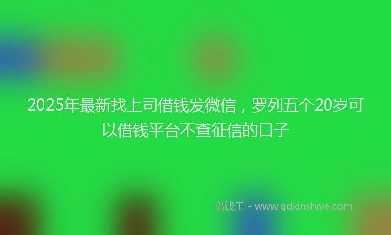 2025年最新找上司借钱发微信，罗列五个20岁可以借钱平台不查征信的口子