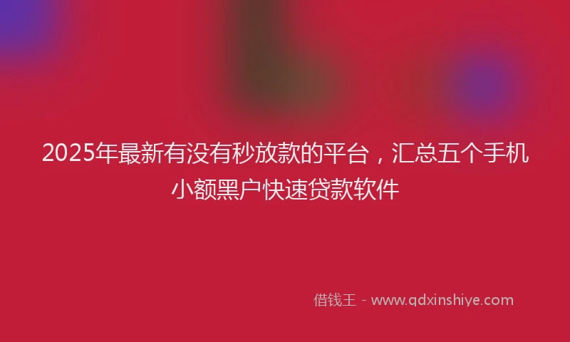 2025年最新有没有秒放款的平台，汇总五个手机小额黑户快速贷款软件