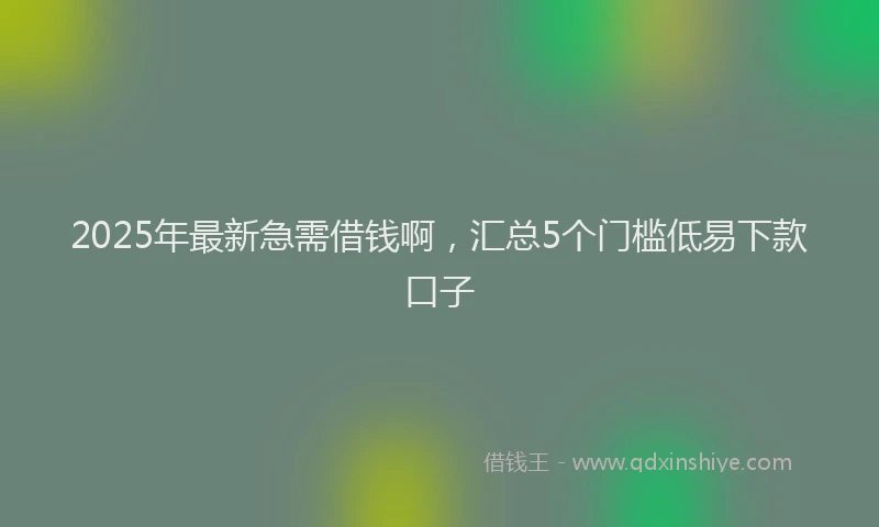 2025年最新急需借钱啊，汇总5个门槛低易下款口子