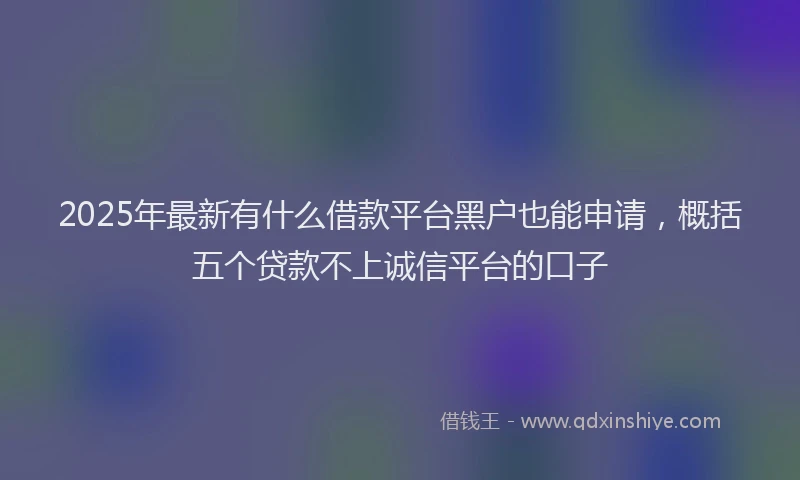 2025年最新有什么借款平台黑户也能申请，概括五个贷款不上诚信平台的口子
