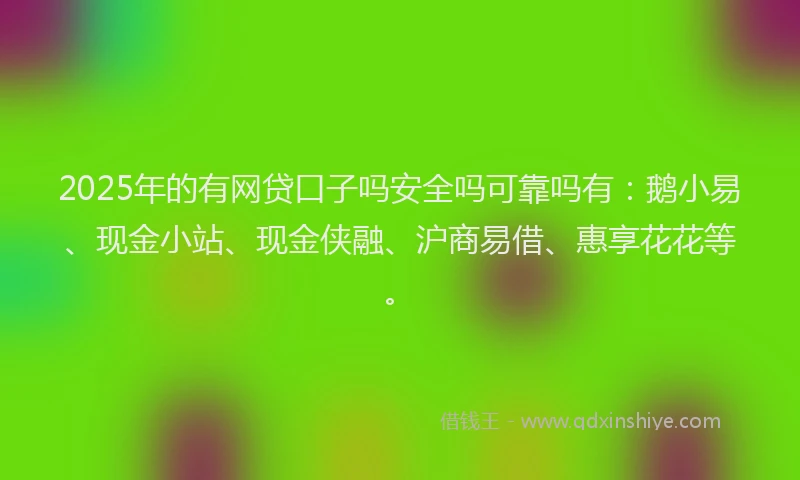 2025年的有网贷口子吗安全吗可靠吗有：鹅小易、现金小站、现金侠融、沪商易借、惠享花花等。