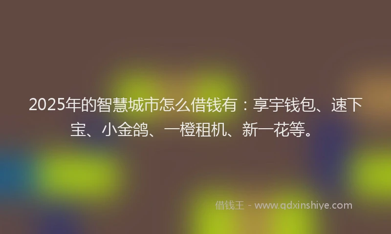 2025年的智慧城市怎么借钱有：享宇钱包、速下宝、小金鸽、一橙租机、新一花等。