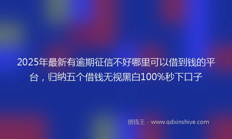 2025年最新有逾期征信不好哪里可以借到钱的平台，归纳五个借钱无视黑白100%秒下口子