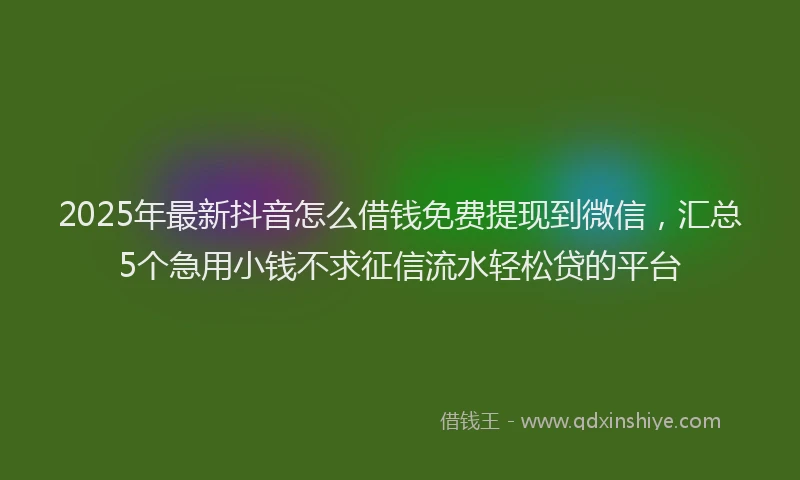 2025年最新抖音怎么借钱免费提现到微信，汇总5个急用小钱不求征信流水轻松贷的平台