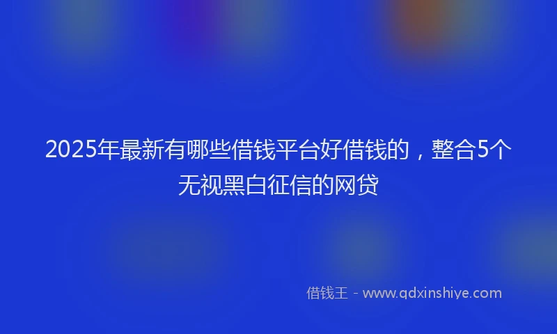 2025年最新有哪些借钱平台好借钱的，整合5个无视黑白征信的网贷