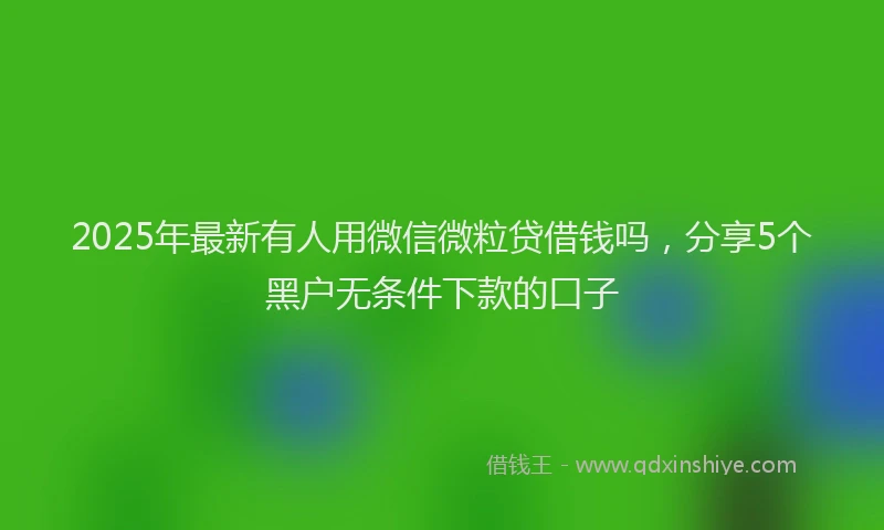 2025年最新有人用微信微粒贷借钱吗，分享5个黑户无条件下款的口子