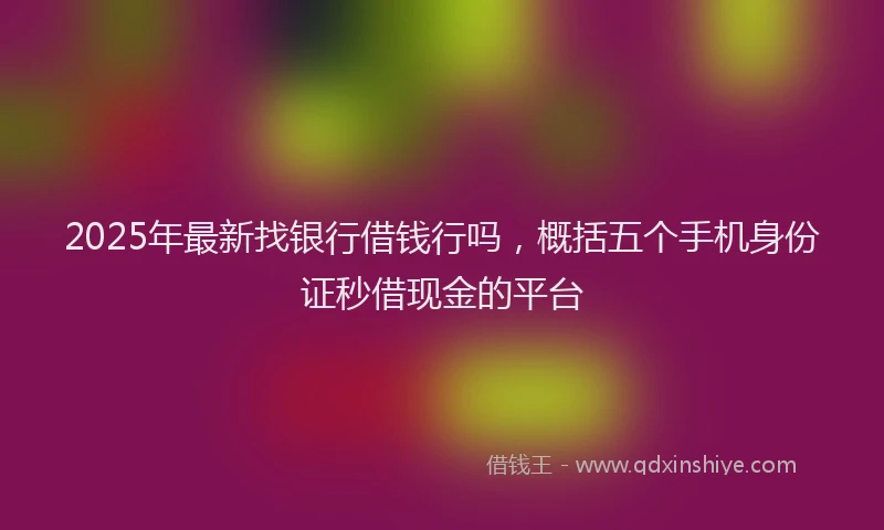 2025年最新找银行借钱行吗，概括五个手机身份证秒借现金的平台