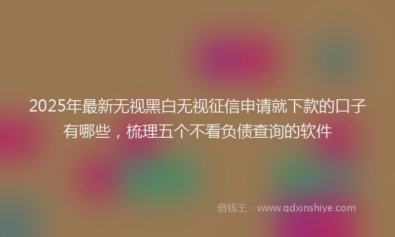 2025年最新无视黑白无视征信申请就下款的口子有哪些，梳理五个不看负债查询的软件