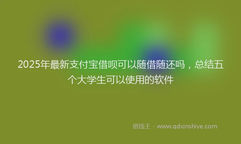 2025年最新支付宝借呗可以随借随还吗，总结五个大学生可以使用的软件