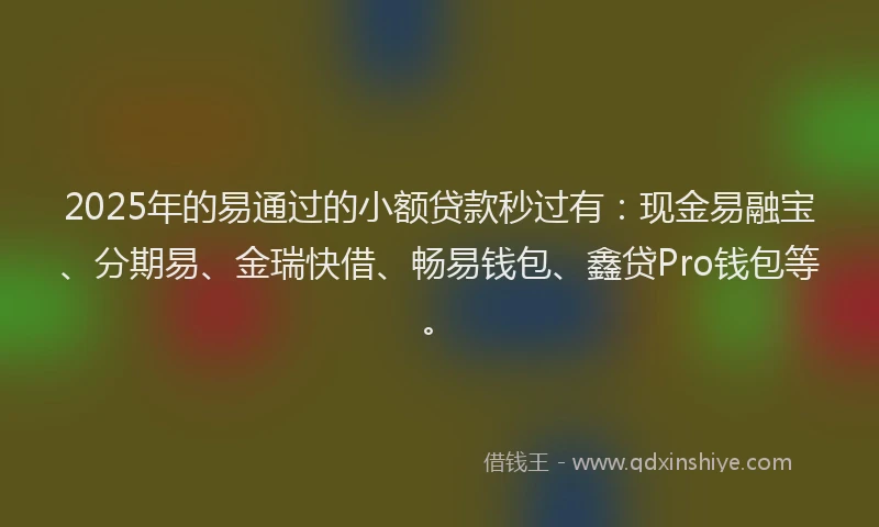 2025年的易通过的小额贷款秒过有：现金易融宝、分期易、金瑞快借、畅易钱包、鑫贷Pro钱包等。