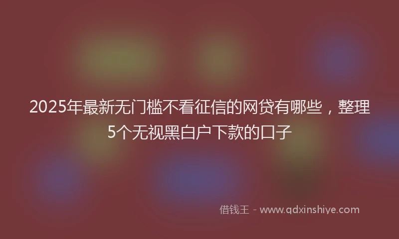 2025年最新无门槛不看征信的网贷有哪些，整理5个无视黑白户下款的口子