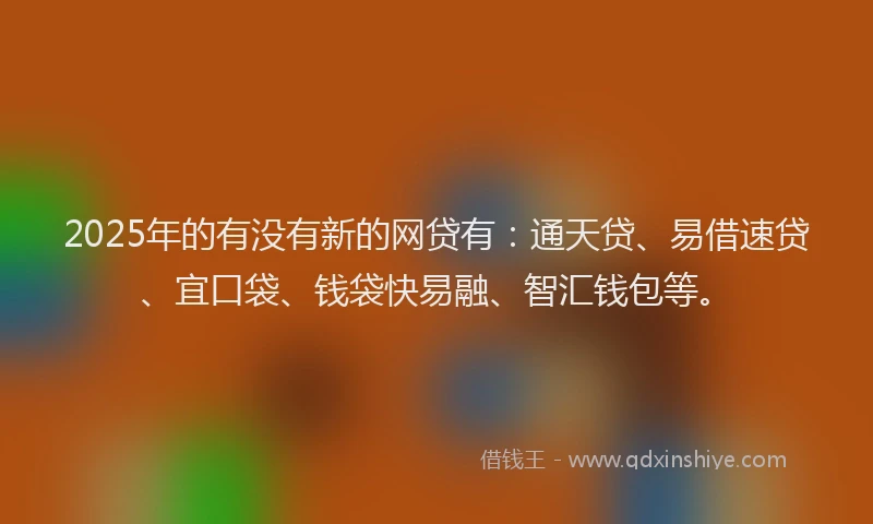 2025年的有没有新的网贷有：通天贷、易借速贷、宜口袋、钱袋快易融、智汇钱包等。
