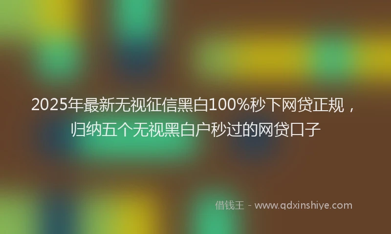 2025年最新无视征信黑白100%秒下网贷正规，归纳五个无视黑白户秒过的网贷口子